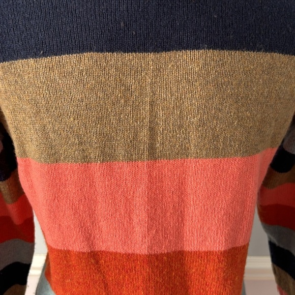 Isabella Sinclair Size M Lambs Wool Cotton Pink Navy Women Knit Sweater Dress - Picture 8 of 13